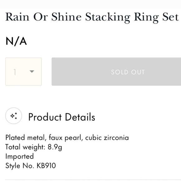🔹️Kate Spade🔹️ Rain Or Shine Stacking Ring Set size 7 (MSRP $99) - Picture 5 of 7